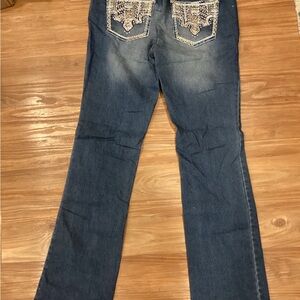 Faded Glory Curvy Bootcut Crystal Rhinestone Embellished Women's Jeans Size 8
